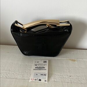 Women's Black Bag with Gold Accent Zara